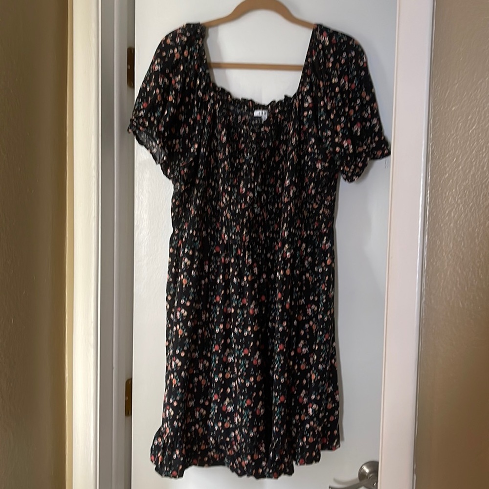 ANA Floral Empire Waist, Tiered Dress with Bubble Sleeves 3xl